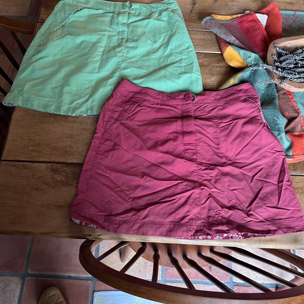 2 Sportif  skirts one in Red and other Green. Guc red is size 4 and green size 6